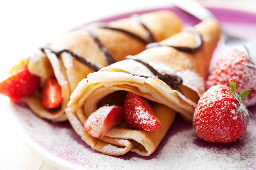 Crepes and strawberries